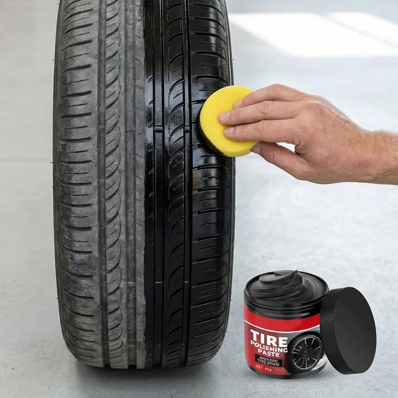 🚗 Tire Shine Balm with Applicator Sponge – Deep Black Finish & Tire Care