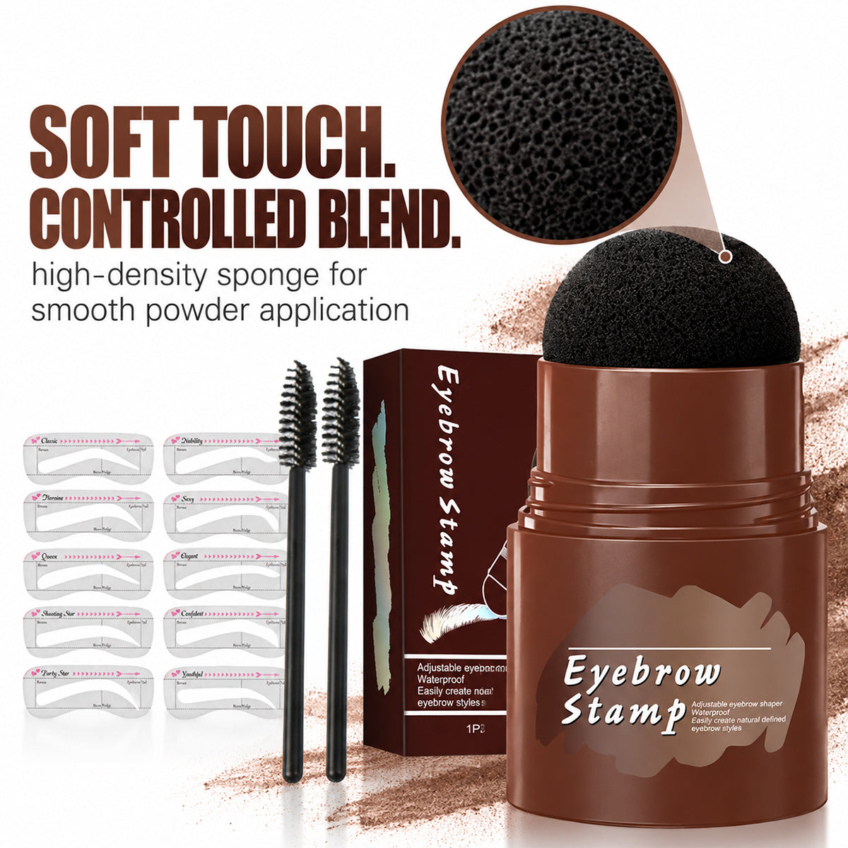 Eyebrow Stamp Kit with Natural-Looking Brow Powder
