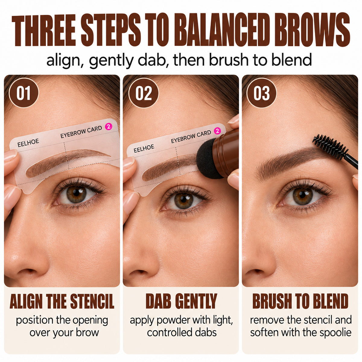 Eyebrow Stamp Kit with Natural-Looking Brow Powder