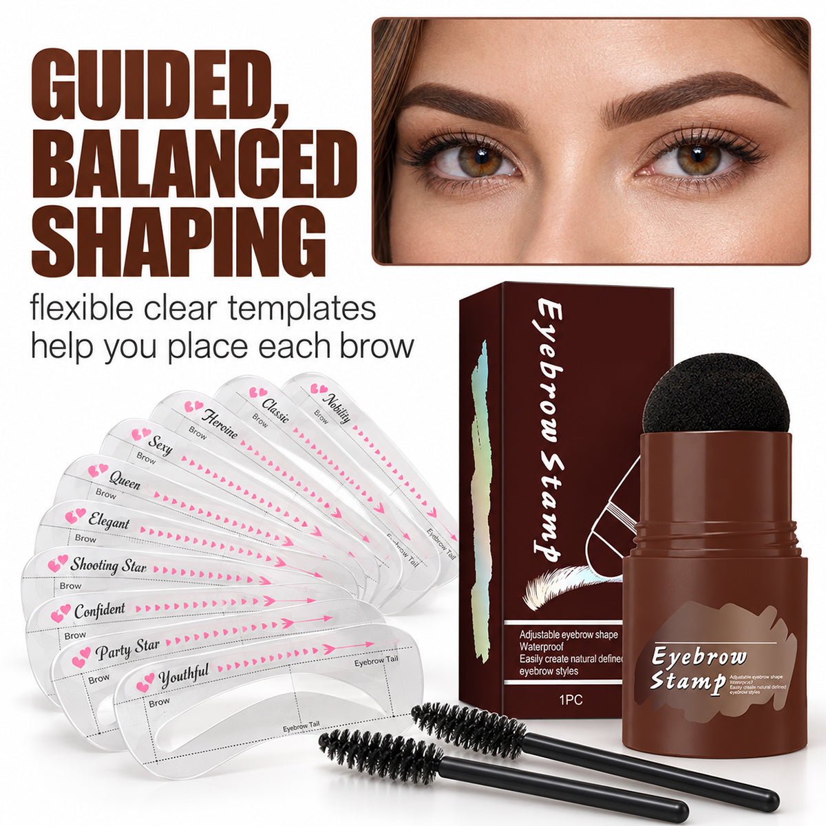 Eyebrow Stamp Kit with Natural-Looking Brow Powder