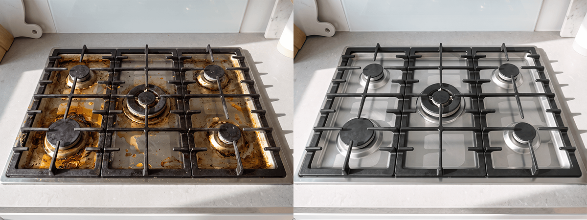 Before and after leak repair