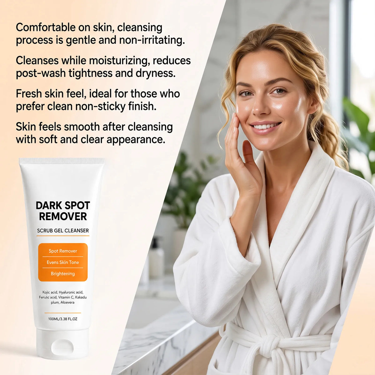 Kojic Acid Brightening Scrub Gel Cleanser Even Skin Tone Facial Wash 🧴