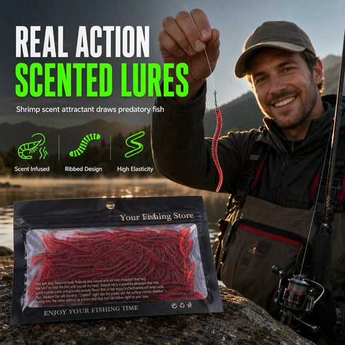 🎣 Scented Earthworm Fishing Lures – Soft Artificial Baits for Freshwater & Saltwater，Pack of 50 pcs🪱