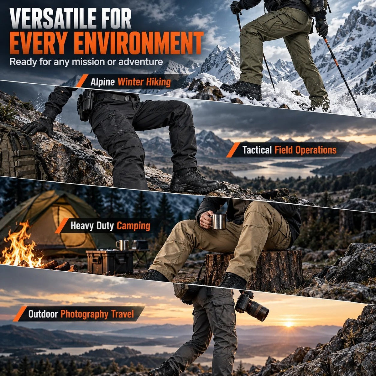 🔥👖Men’s Fleece-Lined Tactical Cargo Pants – Warm Winter Outdoor Trousers