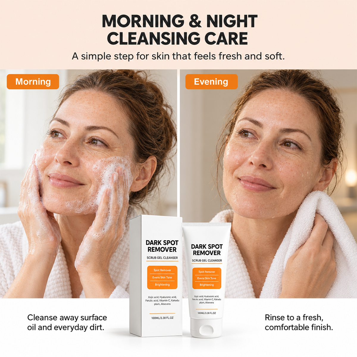 Kojic Acid Brightening Scrub Gel Cleanser Even Skin Tone Facial Wash 🧴