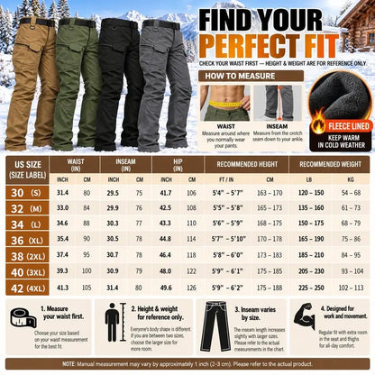 🔥👖Men’s Fleece-Lined Tactical Cargo Pants – Warm Winter Outdoor Trousers