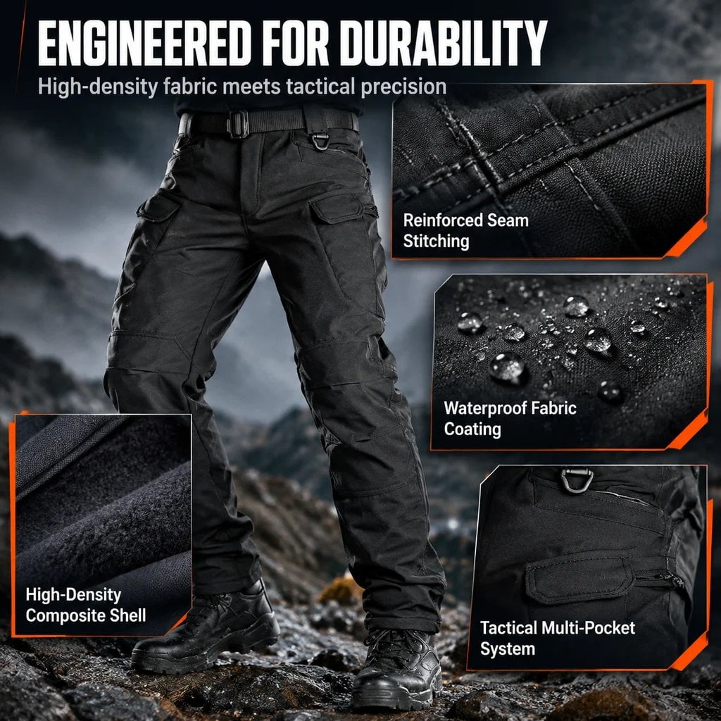 🔥👖Men’s Fleece-Lined Tactical Cargo Pants – Warm Winter Outdoor Trousers