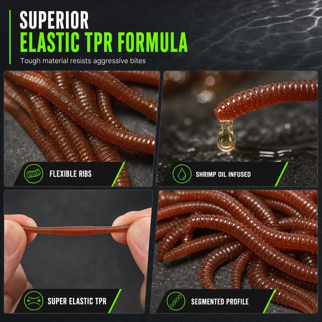 🎣 Scented Earthworm Fishing Lures – Soft Artificial Baits for Freshwater & Saltwater，Pack of 50 pcs🪱