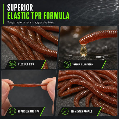 🎣 Scented Earthworm Fishing Lures – Soft Artificial Baits for Freshwater & Saltwater，Pack of 50 pcs🪱