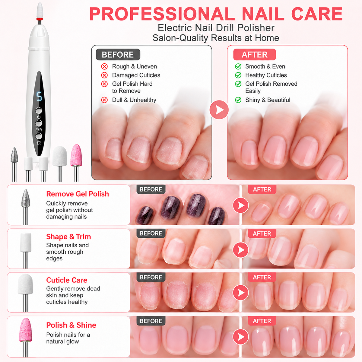 🔥 Over 100,000 sold monthly✨ Professional electric nail drill
