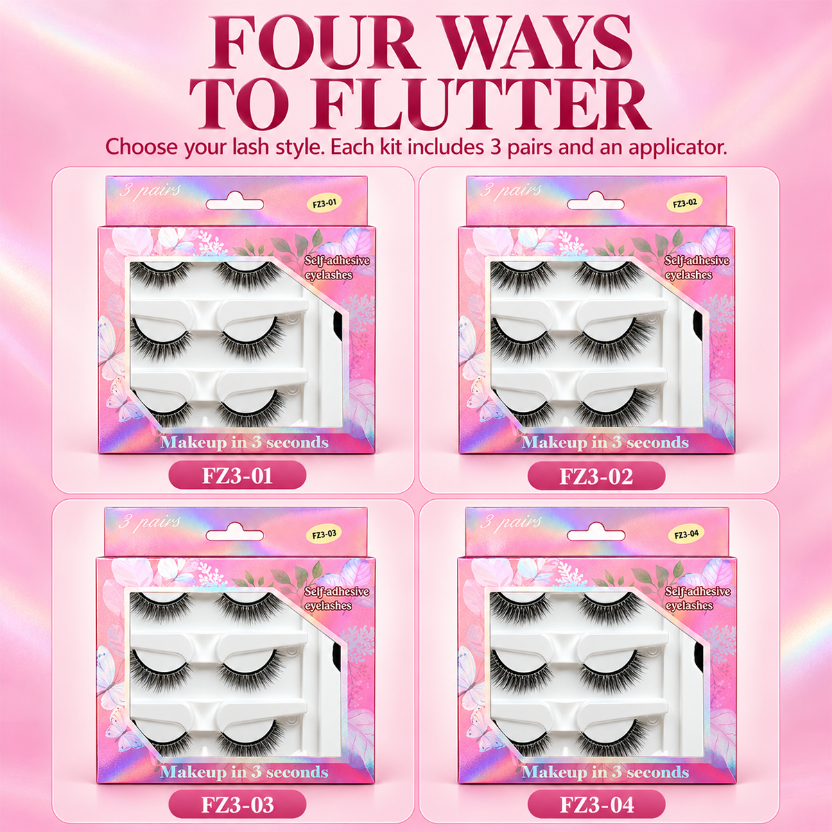 🌺Glue-Free Self-Adhesive Lashes – 3-Second, Natural & Reusable