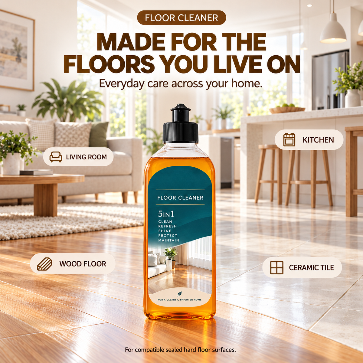 🧹 5-in-1 Floor Cleaner – Deep Cleaning, Odor Control & Lasting Shine ✨
