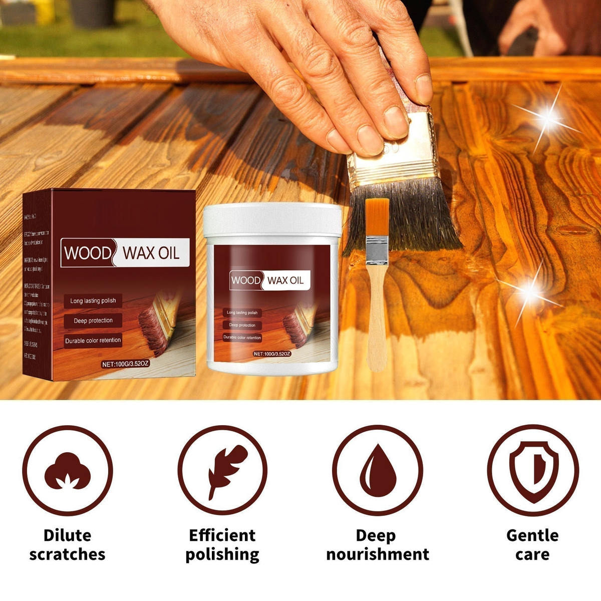 Wood Cleaner & Polish 3.5 Oz- Comes with Premium Brush