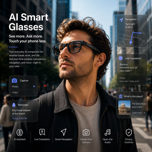 👓AI Smart Glasses with 4K POV Camera, Translation & AR Navigation 🎥