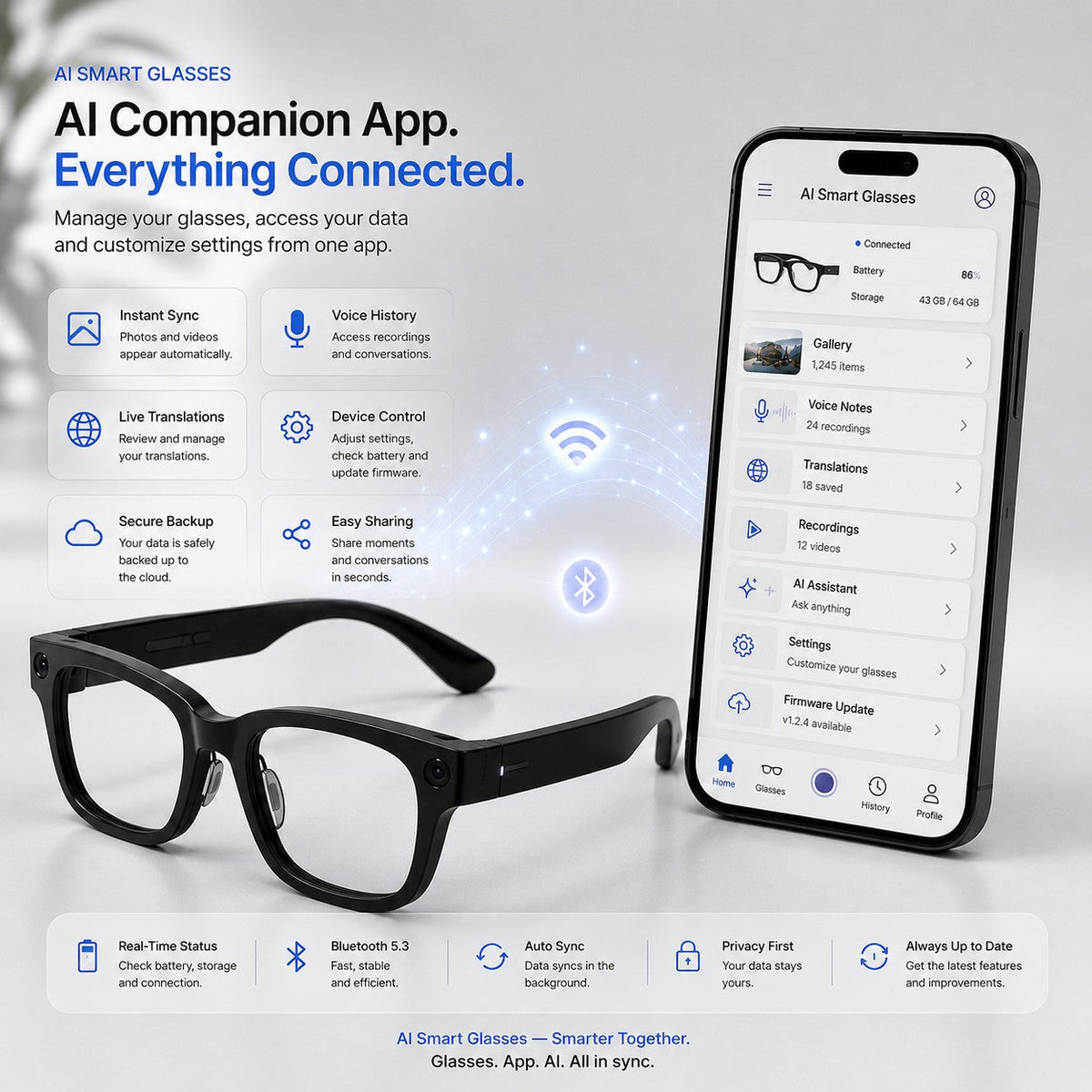 👓AI Smart Glasses with 4K POV Camera, Translation & AR Navigation 🎥