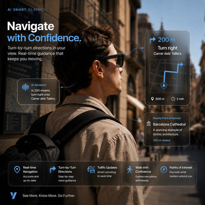 👓AI Smart Glasses with 4K POV Camera, Translation & AR Navigation 🎥