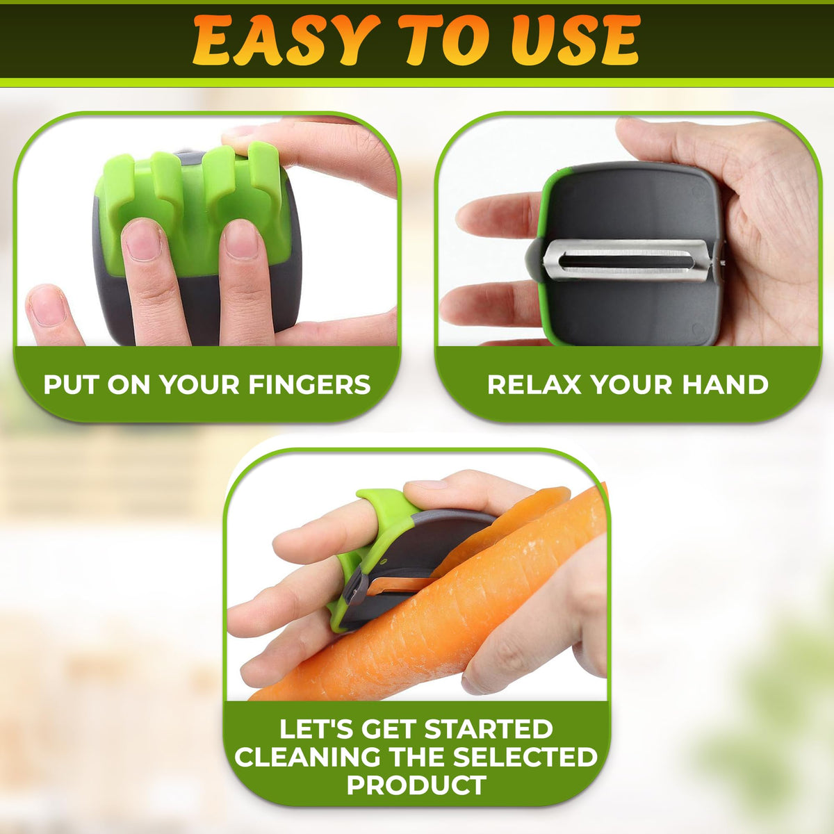 4-Piece Palm-Fit Finger Peeler Set