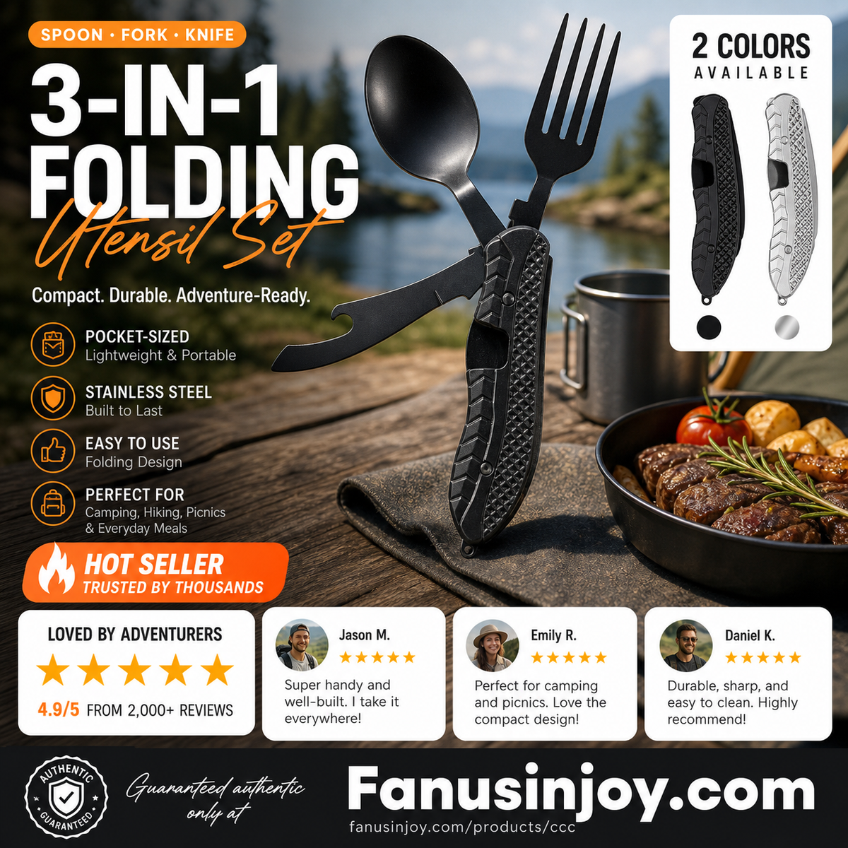 🎉🏕️Must-have for outdoor trips 🍴🥄4-In-1 Outdoor Folding Multifunctional Tableware