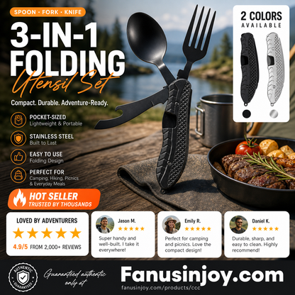 🎉🏕️Must-have for outdoor trips 🍴🥄4-In-1 Outdoor Folding Multifunctional Tableware