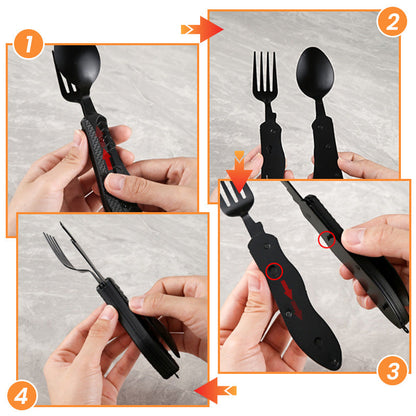 🎉🏕️Must-have for outdoor trips 🍴🥄4-In-1 Outdoor Folding Multifunctional Tableware