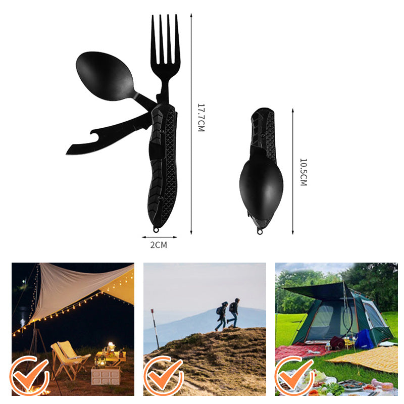 🎉🏕️Must-have for outdoor trips 🍴🥄4-In-1 Outdoor Folding Multifunctional Tableware