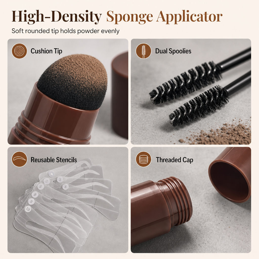 Eyebrow Stamp Kit with Natural-Looking Brow Powder