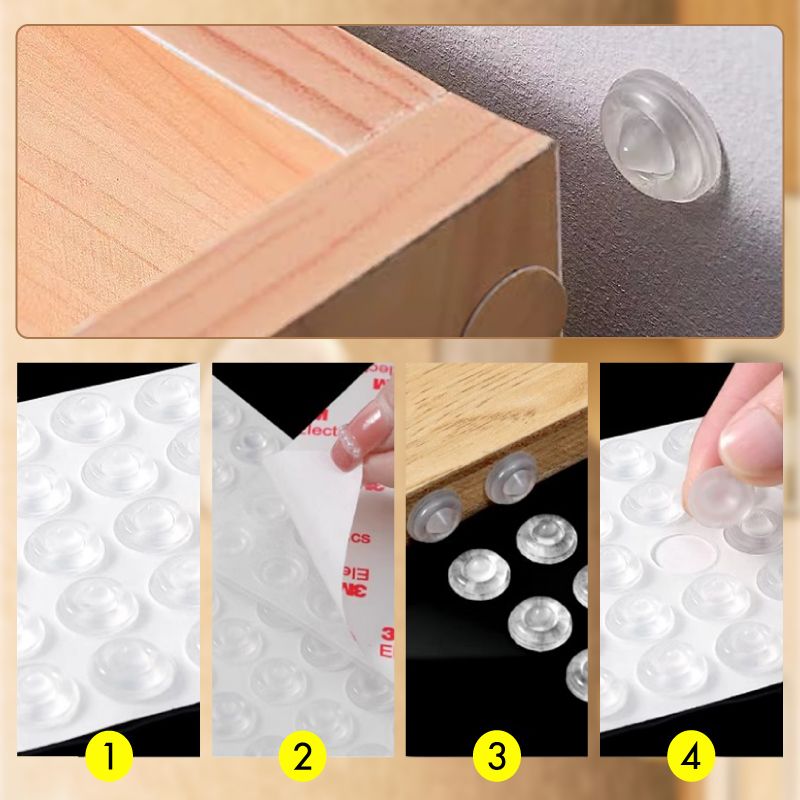 🔇 Self-Adhesive Cabinet Bumper Pads – Quiet, Soft-Close Protection for Doors & Drawers